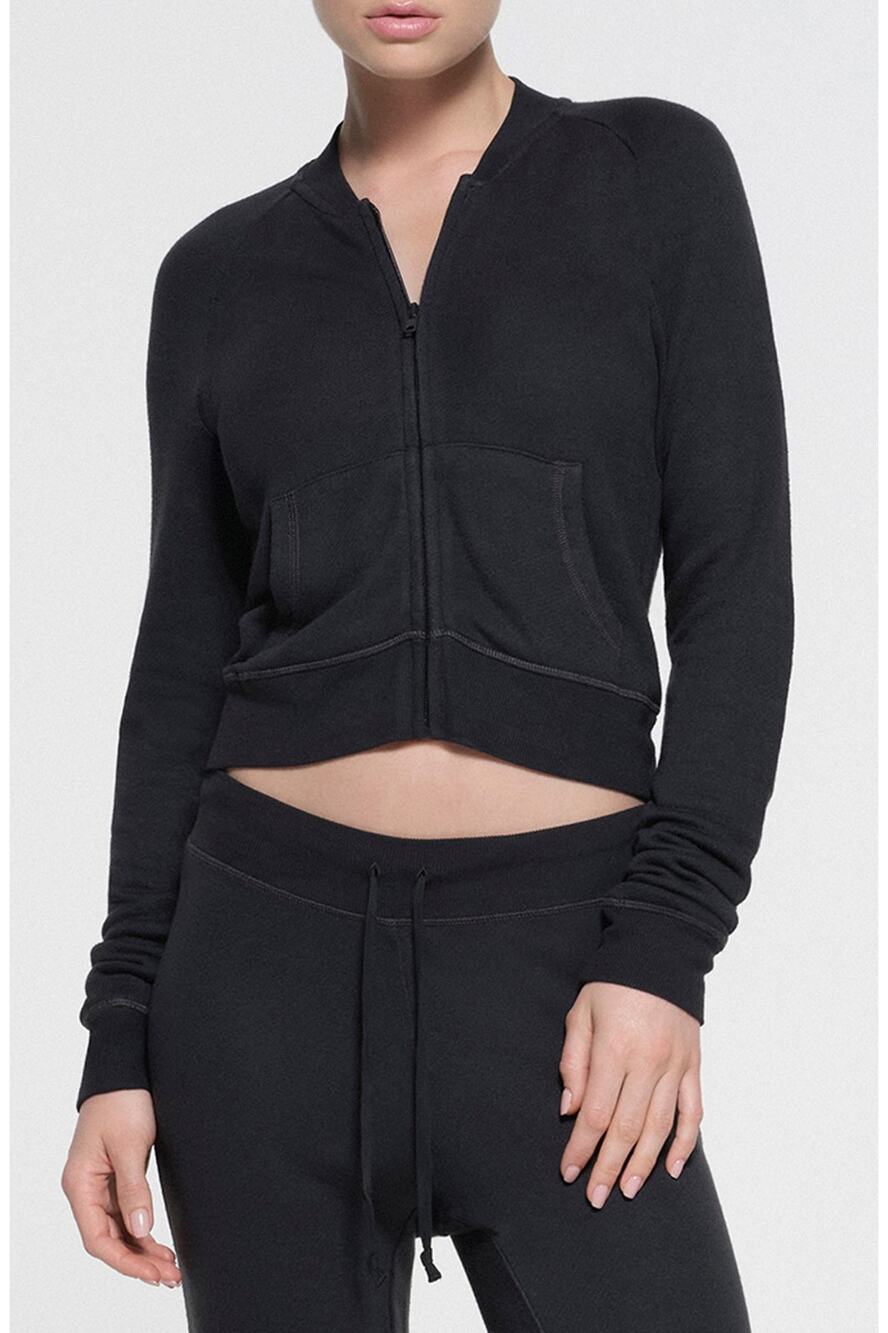 Skims black Light French Terry Shrunken Zip Up Jacket Women's Large